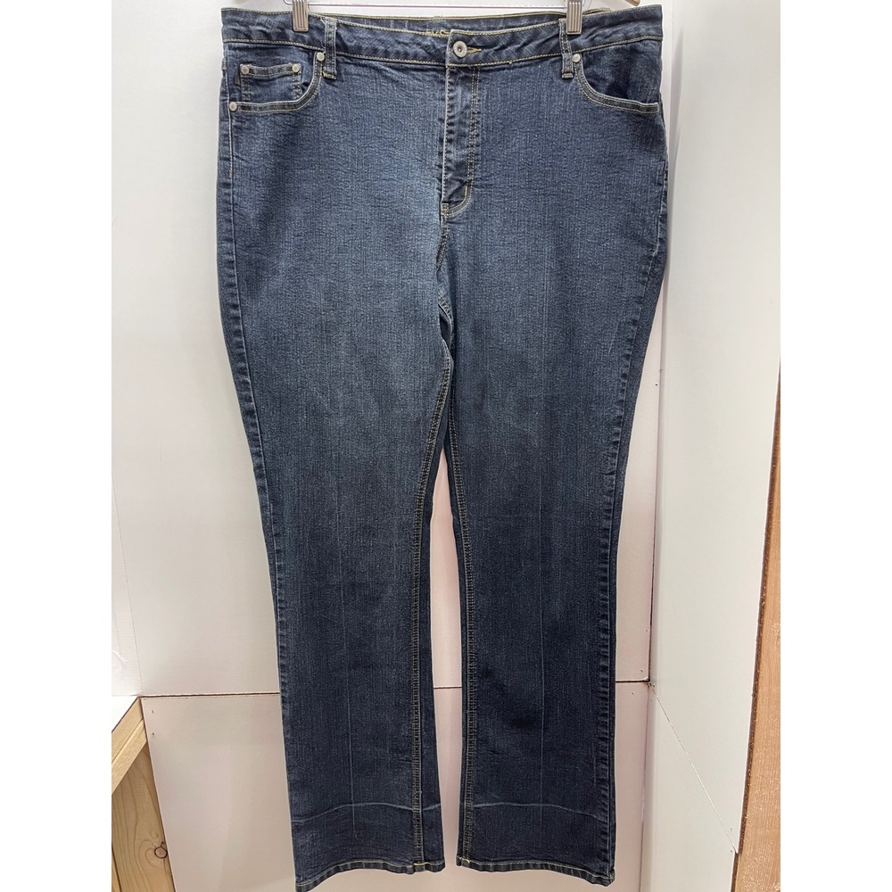 Ashley Stewart Dark Wash Straight Leg Jeans Tall Size 18T Stretch Denim